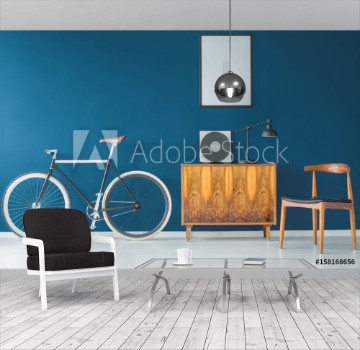 Picture of Beautiful bike on blue wall